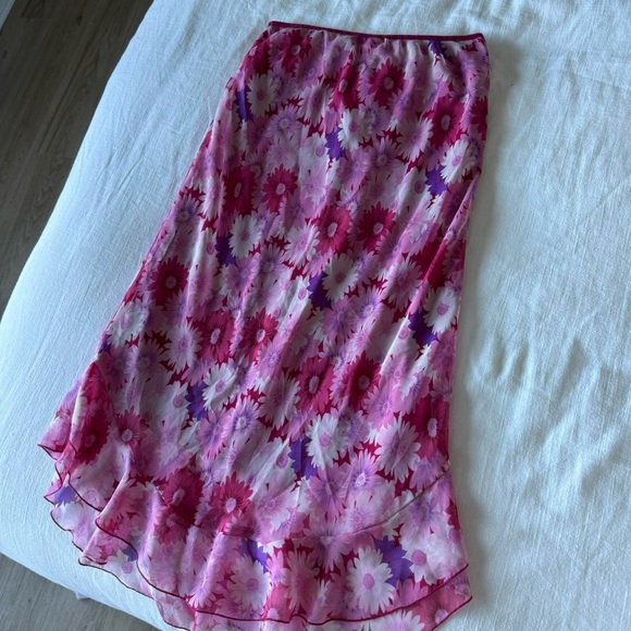 Vintage midi pink floral skirt - Picture 7 of 8
